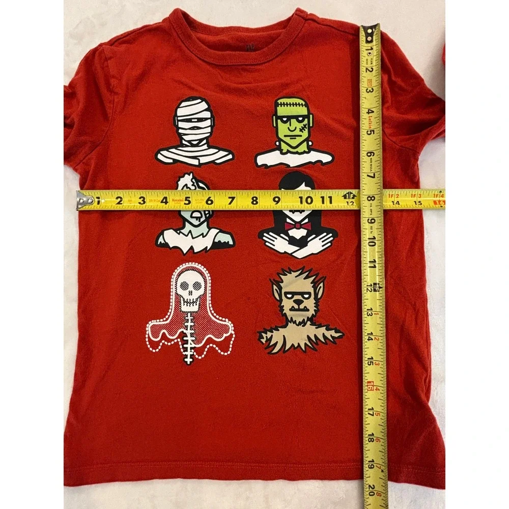 Gap Kids Halloween Monster Graphic Long Sleeve T-Shirt Orange Red Size M